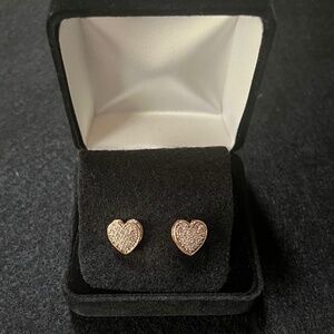 Pave Heart Stud Earrings, Swarovski Crystals